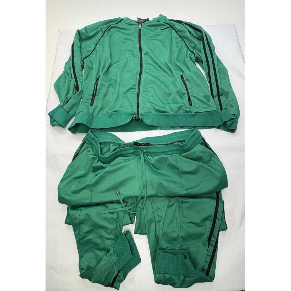 Ashley Sport Tracksuit Set Womens 26/28 Green Jacket Pants Y2K Plus
